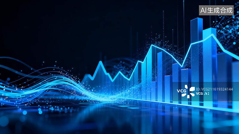 【AI数字艺术】蓝色数据可视化商务分析图图片素材