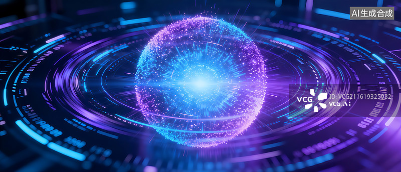 【AI数字艺术】未来科技数字球体界面图片素材