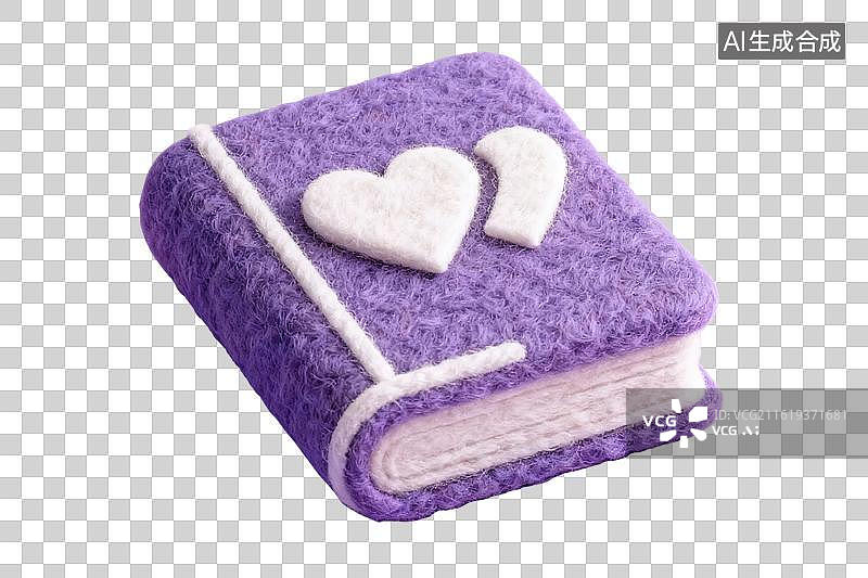 【AI数字艺术】紫色毛毡书本配心形装饰图片素材