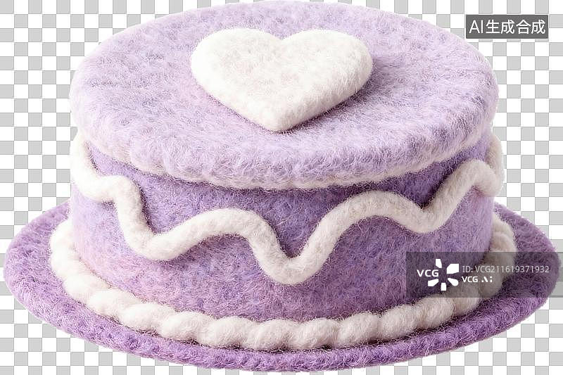 【AI数字艺术】紫色毛毡心形蛋糕造型物品图片素材
