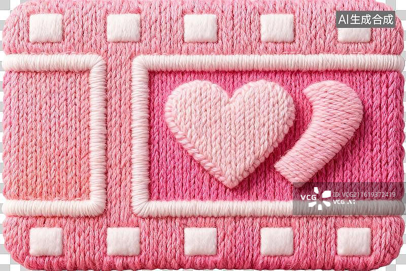 【AI数字艺术】粉色针织心形图案特写图片素材
