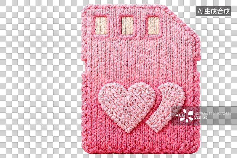 【AI数字艺术】粉色针织心形存储卡创意设计图片素材