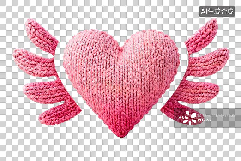【AI数字艺术】粉色针织爱心翅膀图案图片素材