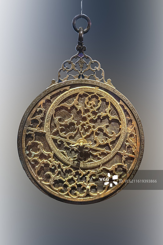 黄铜星盘仪，16世纪上半叶，拉合尔，巴基斯坦伊斯兰堡博物馆藏图片素材