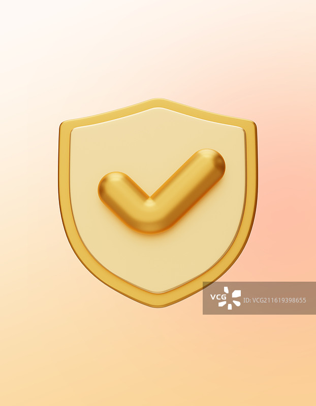 3D立体金色卡通盾牌金融主题插画图片素材
