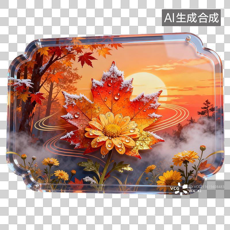 【AI数字艺术】秋日枫花诗意风景图片素材