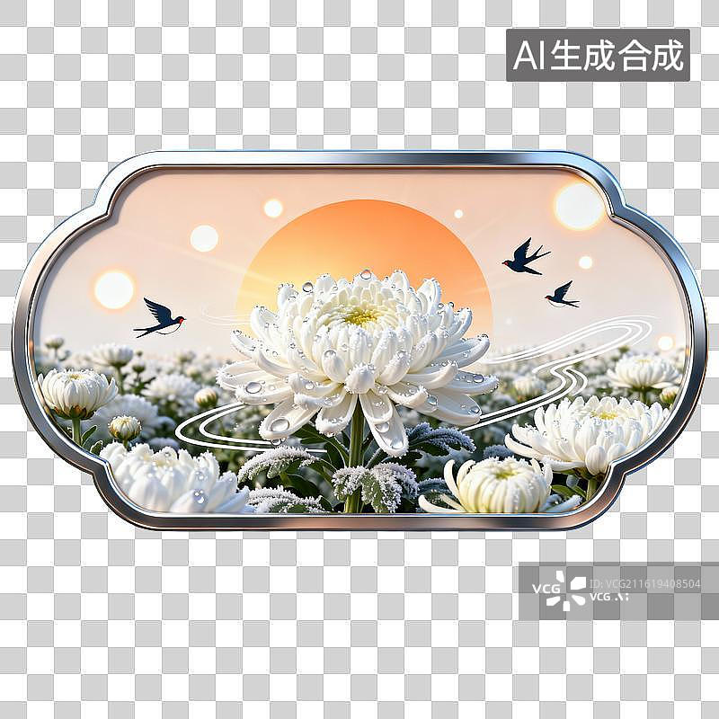 【AI数字艺术】晨曦白菊与飞燕图片素材