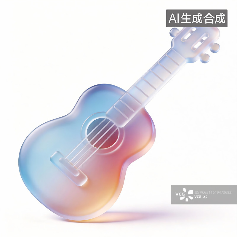 【AI数字艺术】彩色透明吉他图片素材