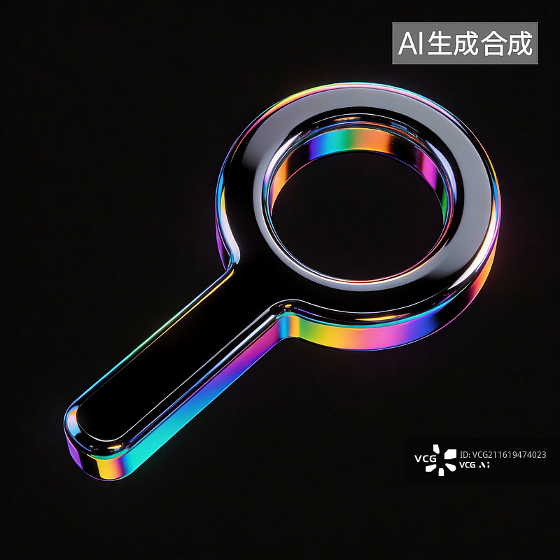 【AI数字艺术】彩虹光泽放大镜图片素材