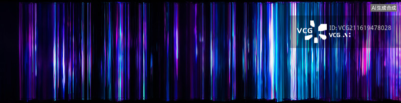 【AI数字艺术】色彩斑斓的垂直光带在黑暗背景中交织闪烁图片素材