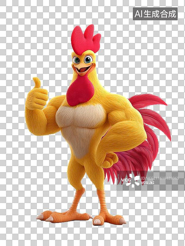 【AI数字艺术】一只肌肉发达的卡通大公鸡图片素材