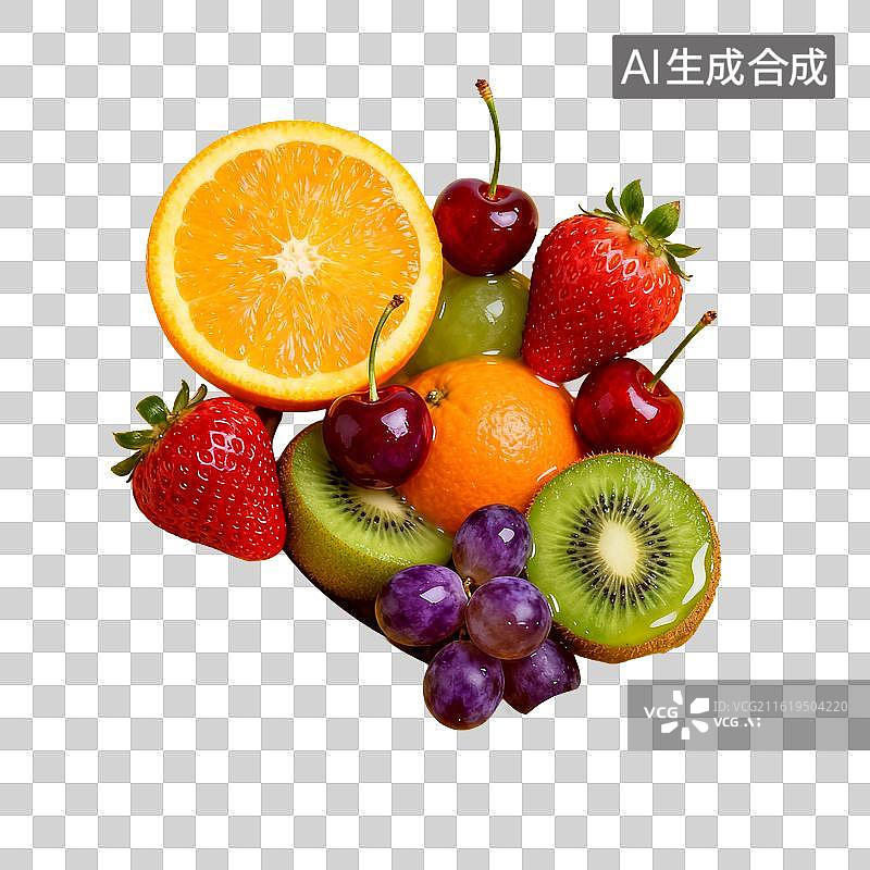 【AI数字艺术】鲜果组合鲜亮果汁飞溅场景图片素材