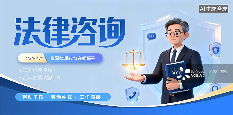 【AI数字艺术】法律咨询援助律师律所海报图片素材