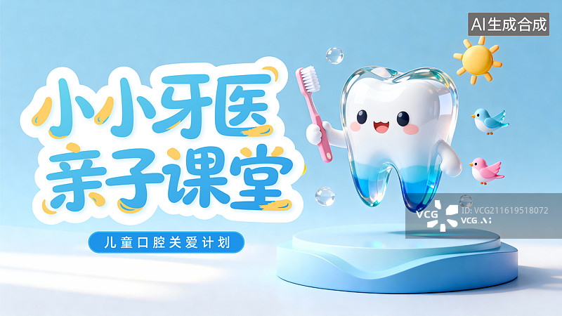 【AI数字艺术】儿童牙齿护理宣传海报图片素材