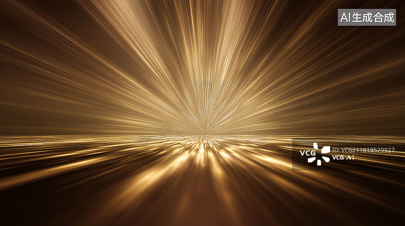 【AI数字艺术】金色光束照射的空旷舞台图片素材