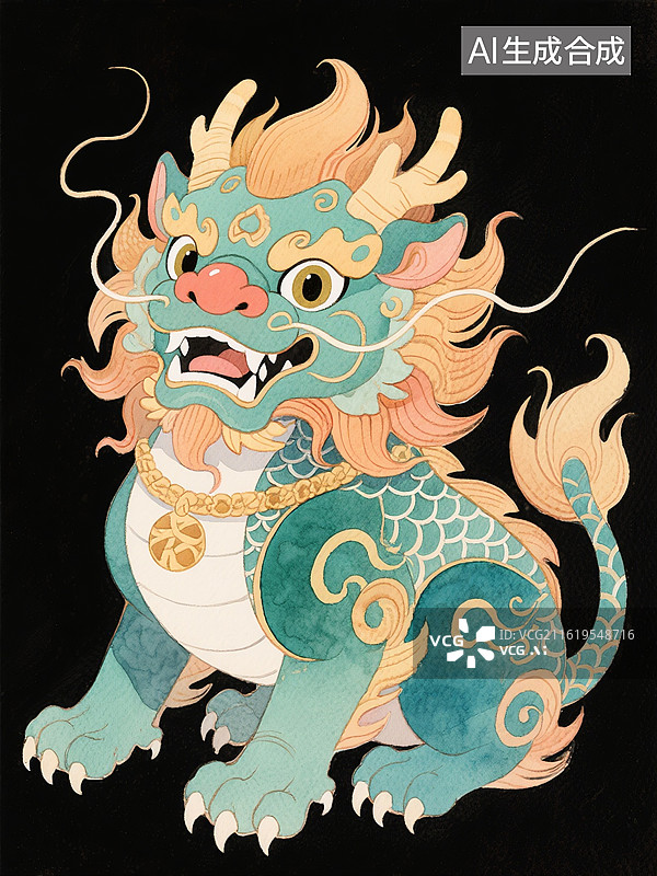 【AI数字艺术】国潮风麒麟，貔貅，神兽，瑞兽，山海经图片素材