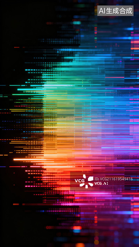 【AI数字艺术】彩色数据流抽象图案图片素材