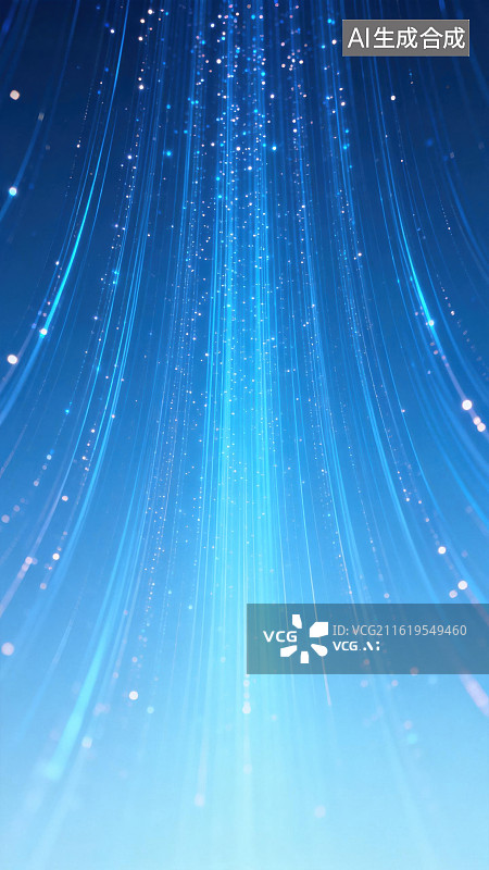 【AI数字艺术】蓝色光束与星光流动图片素材