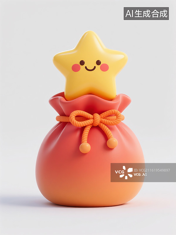 【AI数字艺术】3D渲染，卡通福袋，红色福袋，双十一，618，双十二，春节，新年，传统节日，促销图片素材