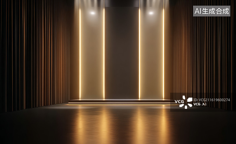 【AI数字艺术】现代简约风格的灯光舞台背景图片素材