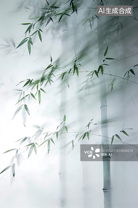【AI数字艺术】水墨竹影朦胧意境图图片素材