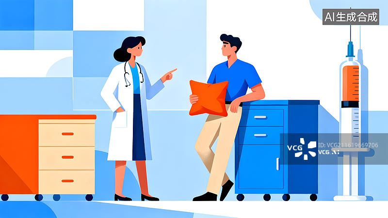 【AI数字艺术】医生与患者在诊室交流图片素材