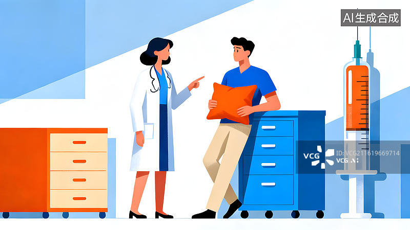 【AI数字艺术】医生与患者在诊所交谈图片素材
