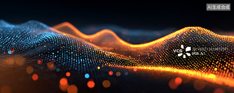 【AI数字艺术】抽象波浪粒子光影效果背景图片素材