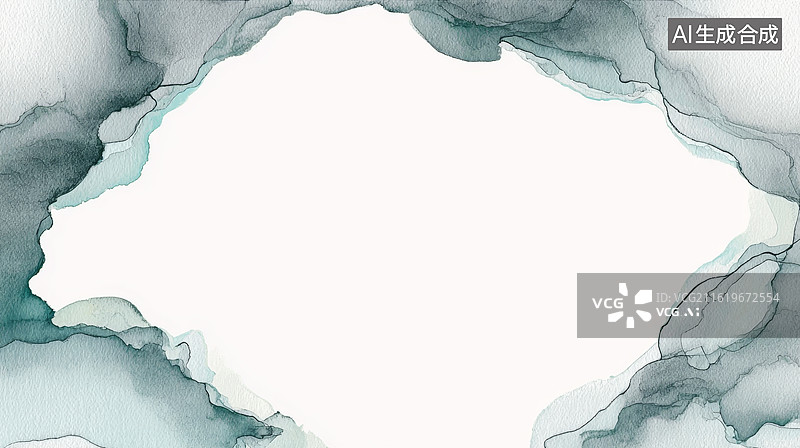 【AI数字艺术】抽象艺术风格的水墨晕染图案中央留白图片素材