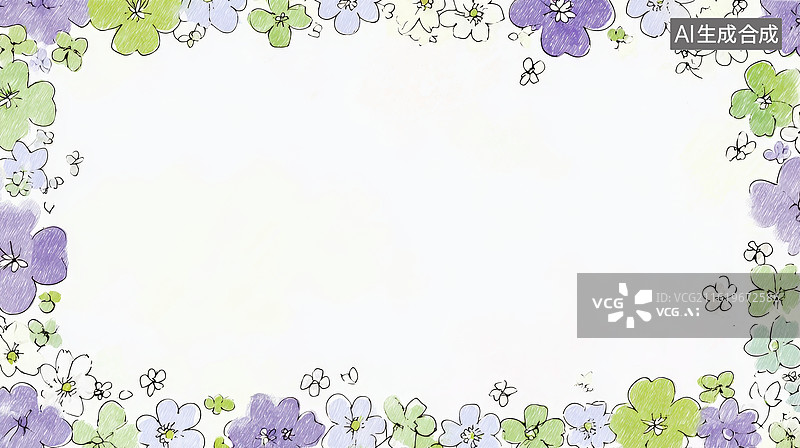 【AI数字艺术】花卉边框设计白色背景简洁优雅图片素材