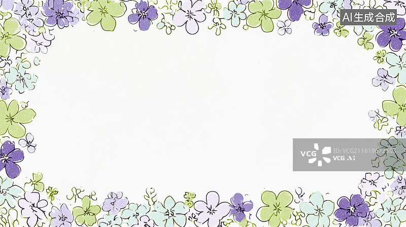 【AI数字艺术】花卉边框设计简洁清新适用于多种场景图片素材