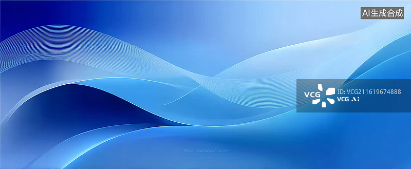 【AI数字艺术】蓝色渐变波浪线条抽象背景设计图片素材