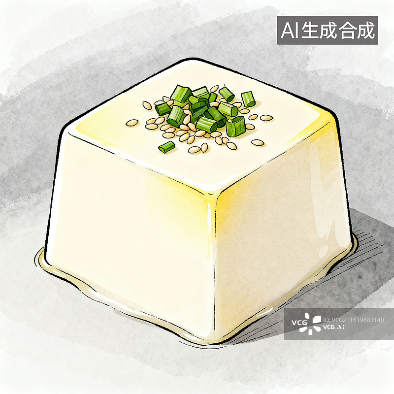 【AI数字艺术】嫩滑豆腐配葱花芝麻图片素材