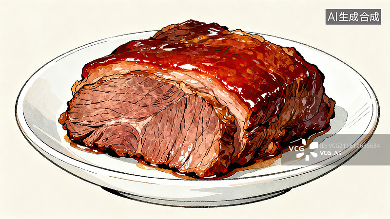 【AI数字艺术】酱汁牛肉特写图片素材