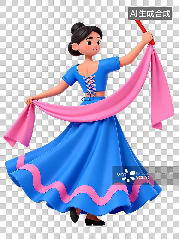 【AI数字艺术】舞蹈女孩卡通风格表演场景背景图片素材