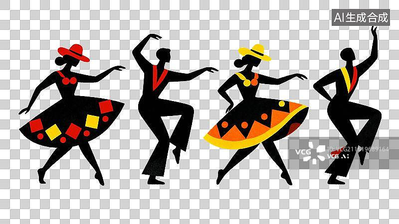 【AI数字艺术】舞蹈女性剪影风文化表演背景图片素材