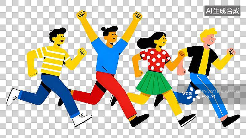 【AI数字艺术】青年人群活力风运动宣传背景图片素材