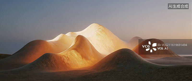 【AI数字艺术】沙漠沙丘日落景观图片素材
