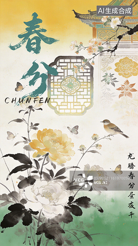 【AI数字艺术】春分龙抬头新中式水墨中国画海报图片素材