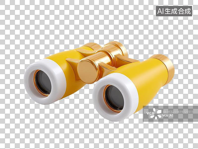 【AI数字艺术】金色的卡通望远镜图片素材