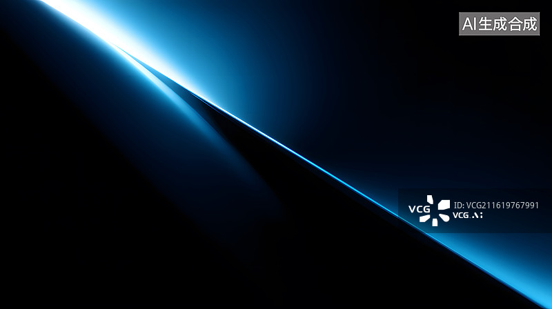 【AI数字艺术】蓝色光带交汇于角落图片素材
