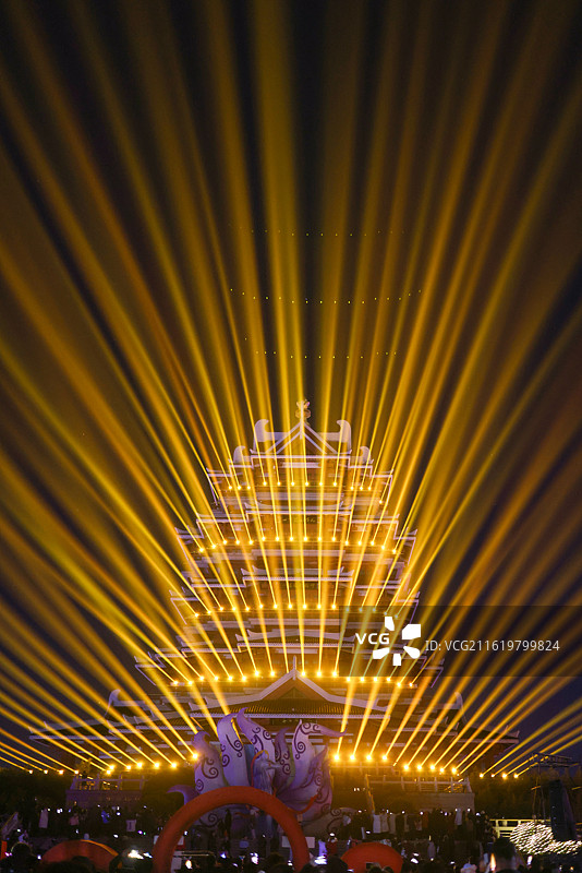 邳州 沙沟湖 新年灯光秀图片素材