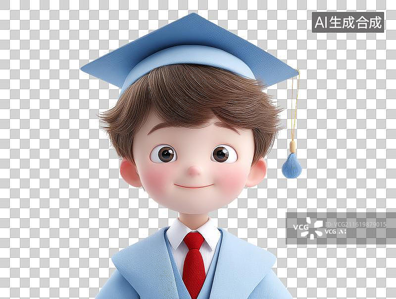 【AI数字艺术】穿学士服的可爱小男生图片素材
