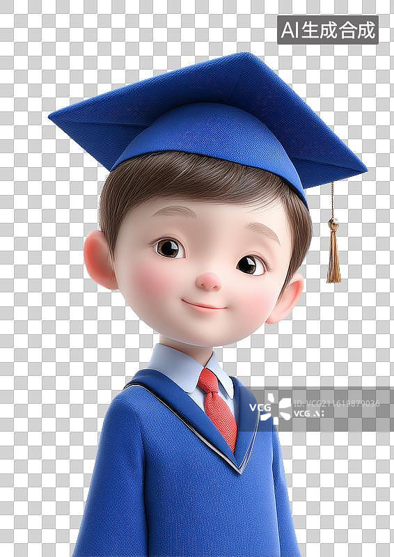 【AI数字艺术】穿学士服的可爱小男生图片素材