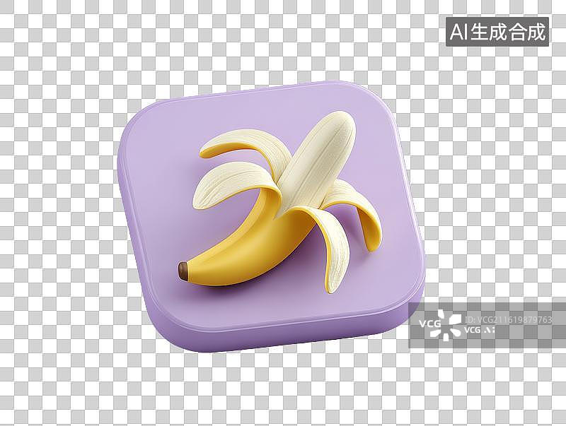 【AI数字艺术】卡通香蕉在紫色方块上图片素材