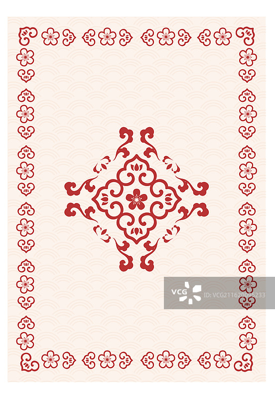 红色纹样如意纹花纹中式背景图片素材