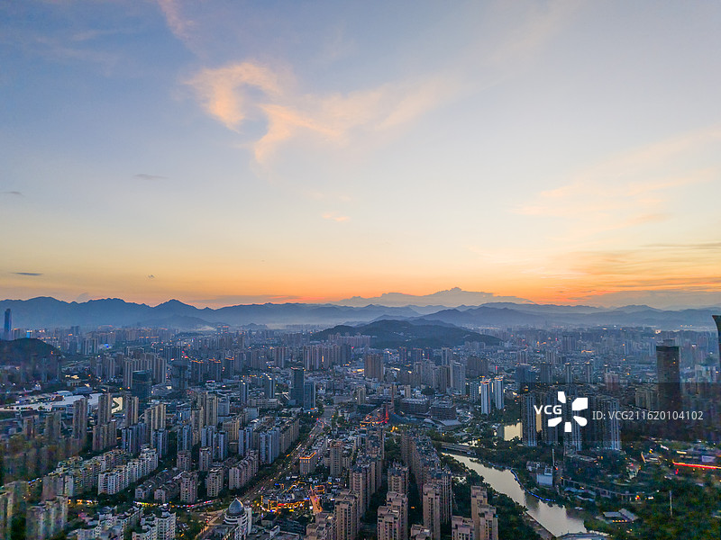 城市黄昏全景图片素材