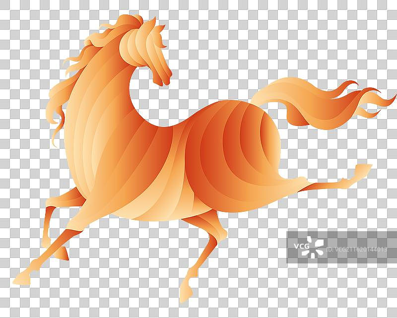 扁平化新中式渐变马插画矢量元素图片素材