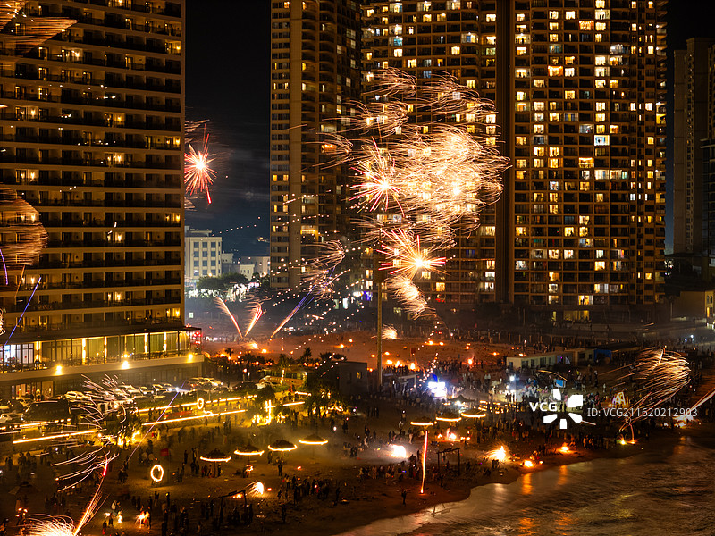 广东惠州双月湾跨年烟花图片素材