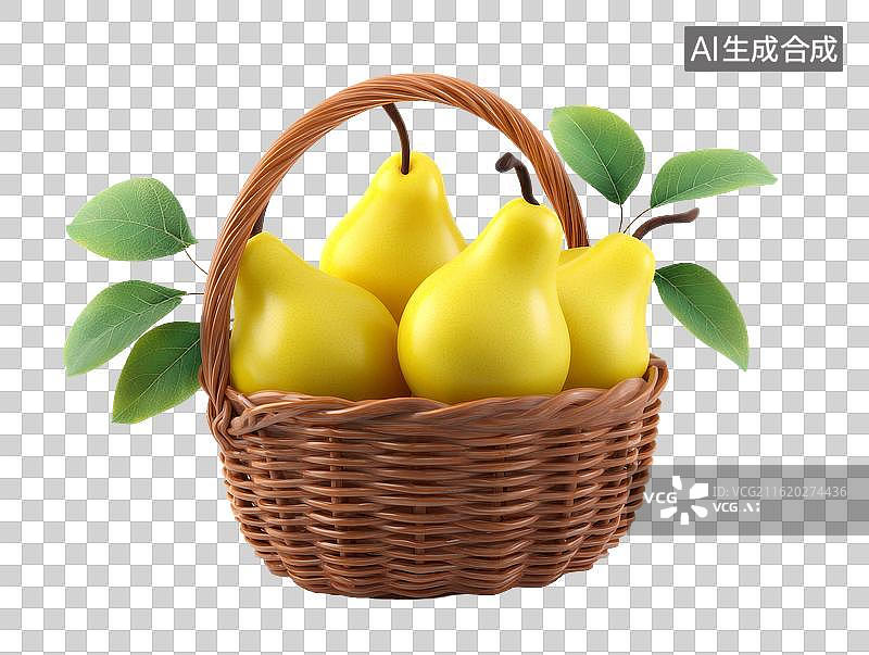 【AI数字艺术】竹篮里放着梨图片素材